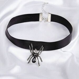 Y2K 90s Halloween Goth Punk Emo Lolita Vamp Black Spider Choker Necklace
